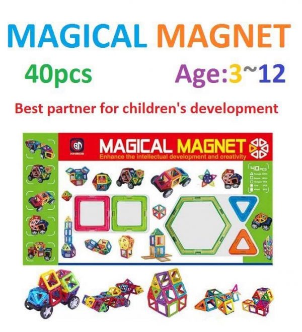 Bộ xếp hình nam châm 40 miếng Magical magnet - Đồ chơi thông minh cho bé