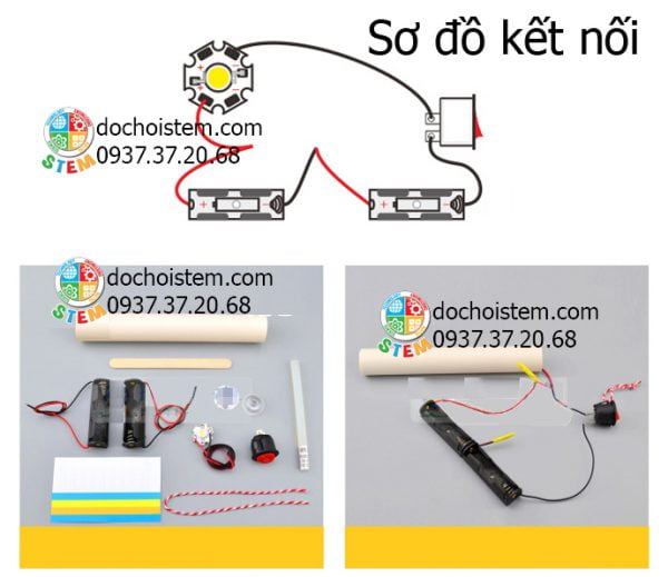 Đèn pin LED - đồ chơi STEM - đồ chơi mô hình - đồ chơi lắp ráp